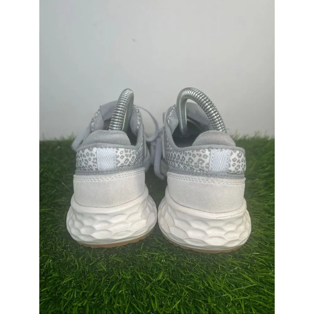 New Balance 574 Women’s Sneakers Gray Leopard Print Suede Casual Shoes Size 6.5